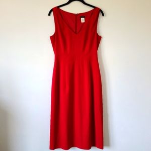 J.Crew red v-neck sheath midi dress